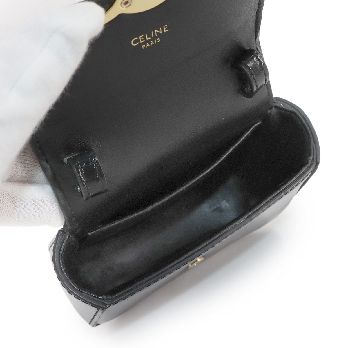 Triomphe Claude Mini Shoulder Bag Leather Black 10I513DPV