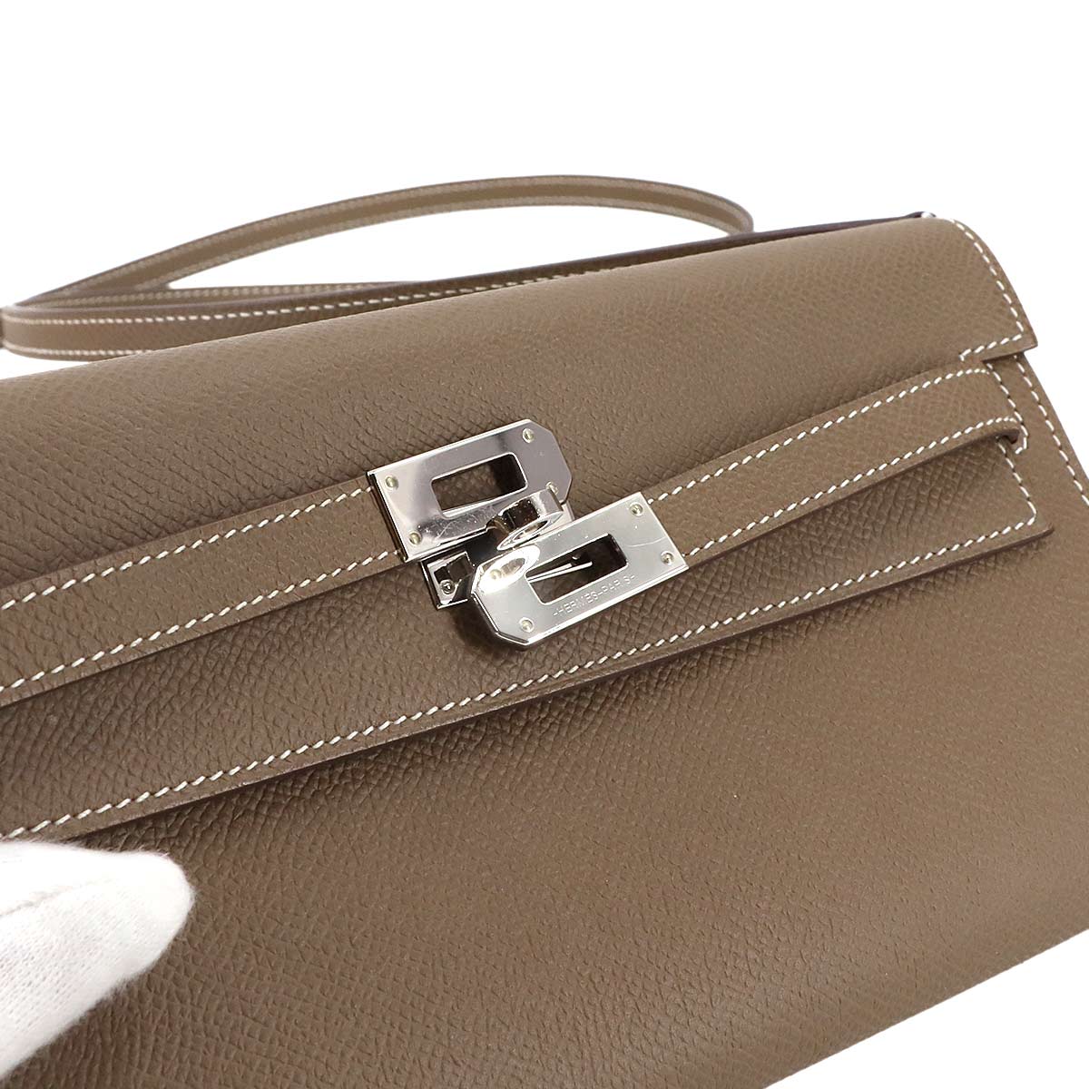 Kelly To Go Shoulder Wallet Epsom Etoupe Purse