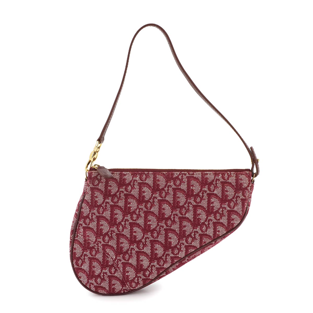 Trotter Saddle Shoulder Bag Canvas Leather Bordeaux