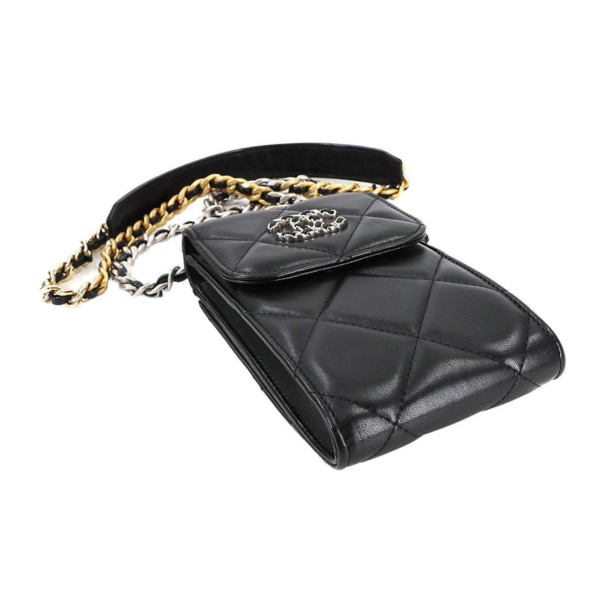 19 Mobile Phone Case Chain Shoulder Bag Leather Black AP1773