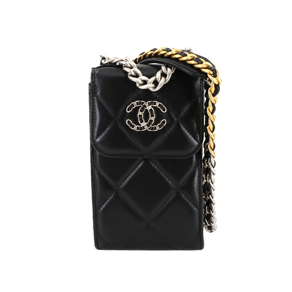 19 Mobile Phone Case Chain Shoulder Bag Leather Black AP1773