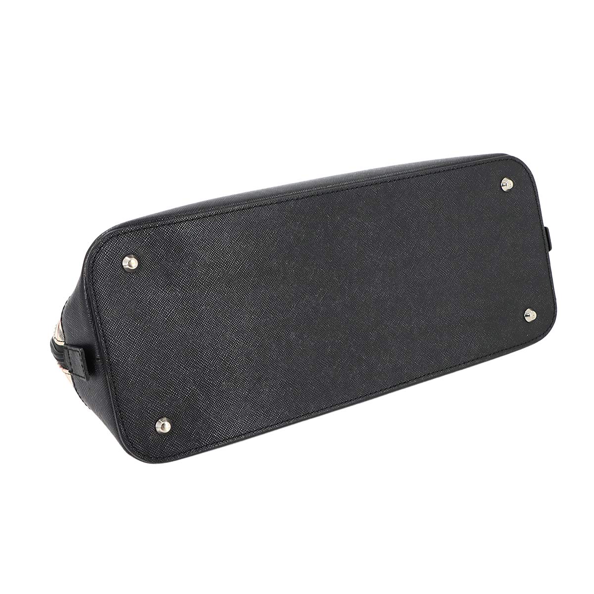 Plaid Hand Bag Canvas Leather Beige Black Purse