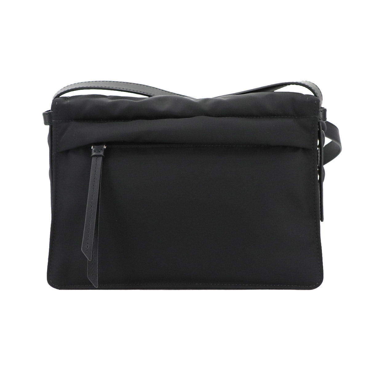 Traveller Small Padded Shoulder Bag Nylon Leather Black 1BD313