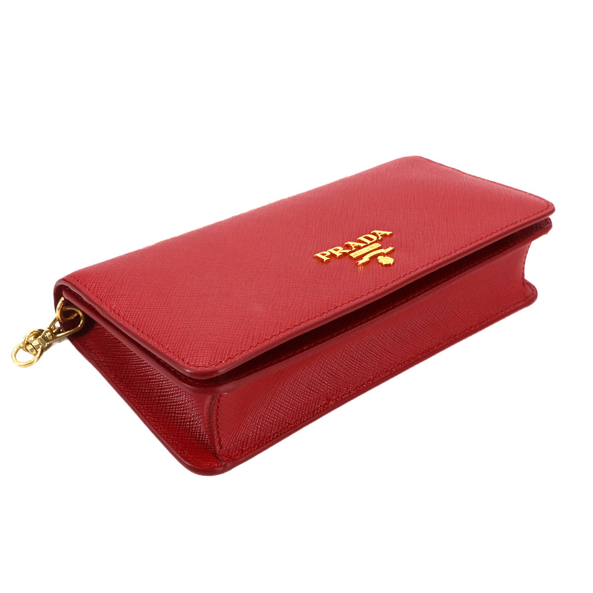 Saffiano Chain Long Wallet Leather Fuoco Red 1DH029