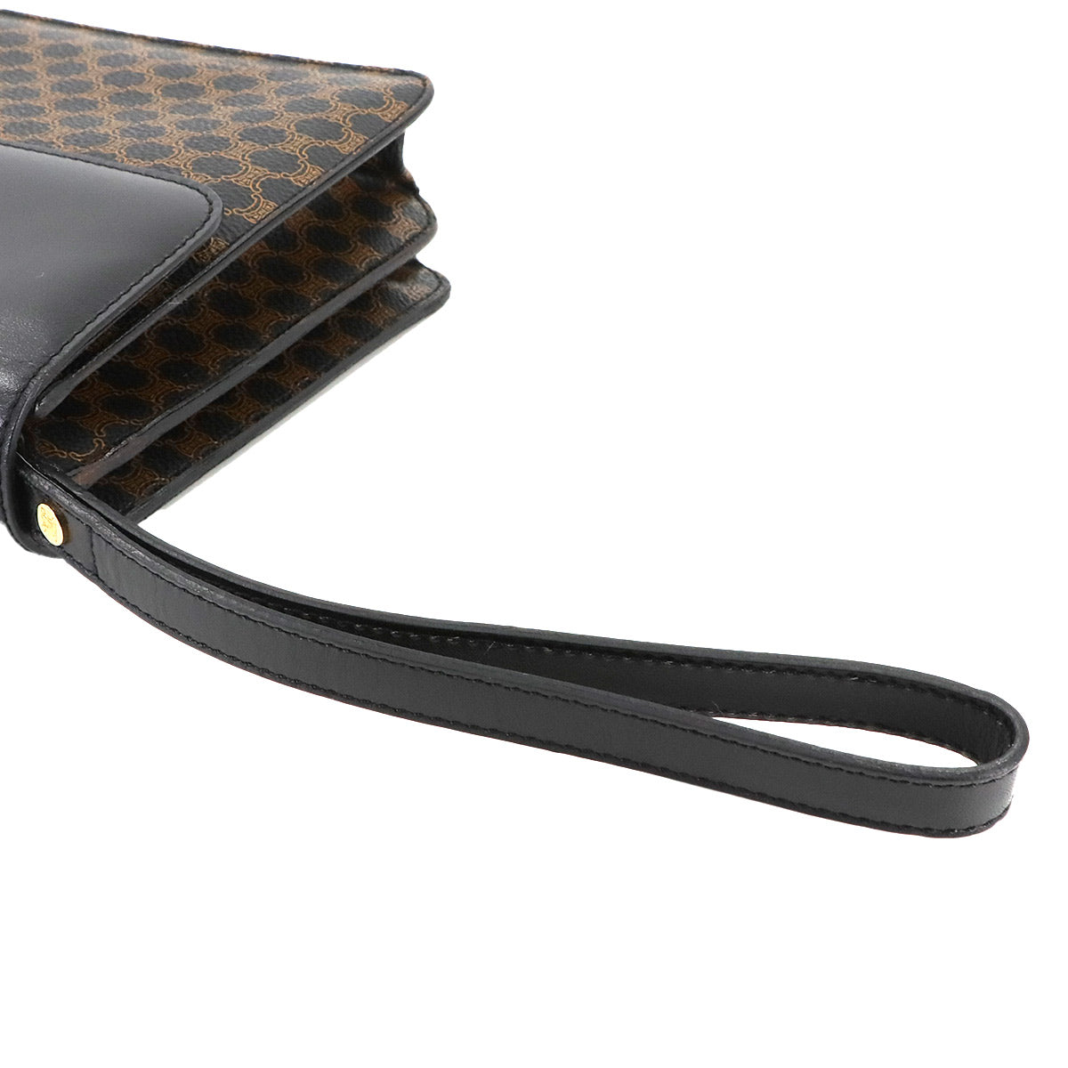 CELINE Macadam Clutch Bag Pouch PVC Leather Black Brown Vintage