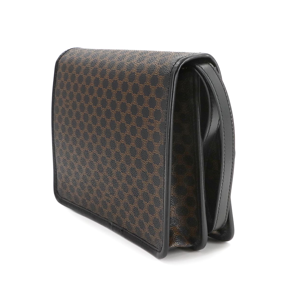 Macadam Clutch Bag Pouch PVC Leather Black Brown Vintage