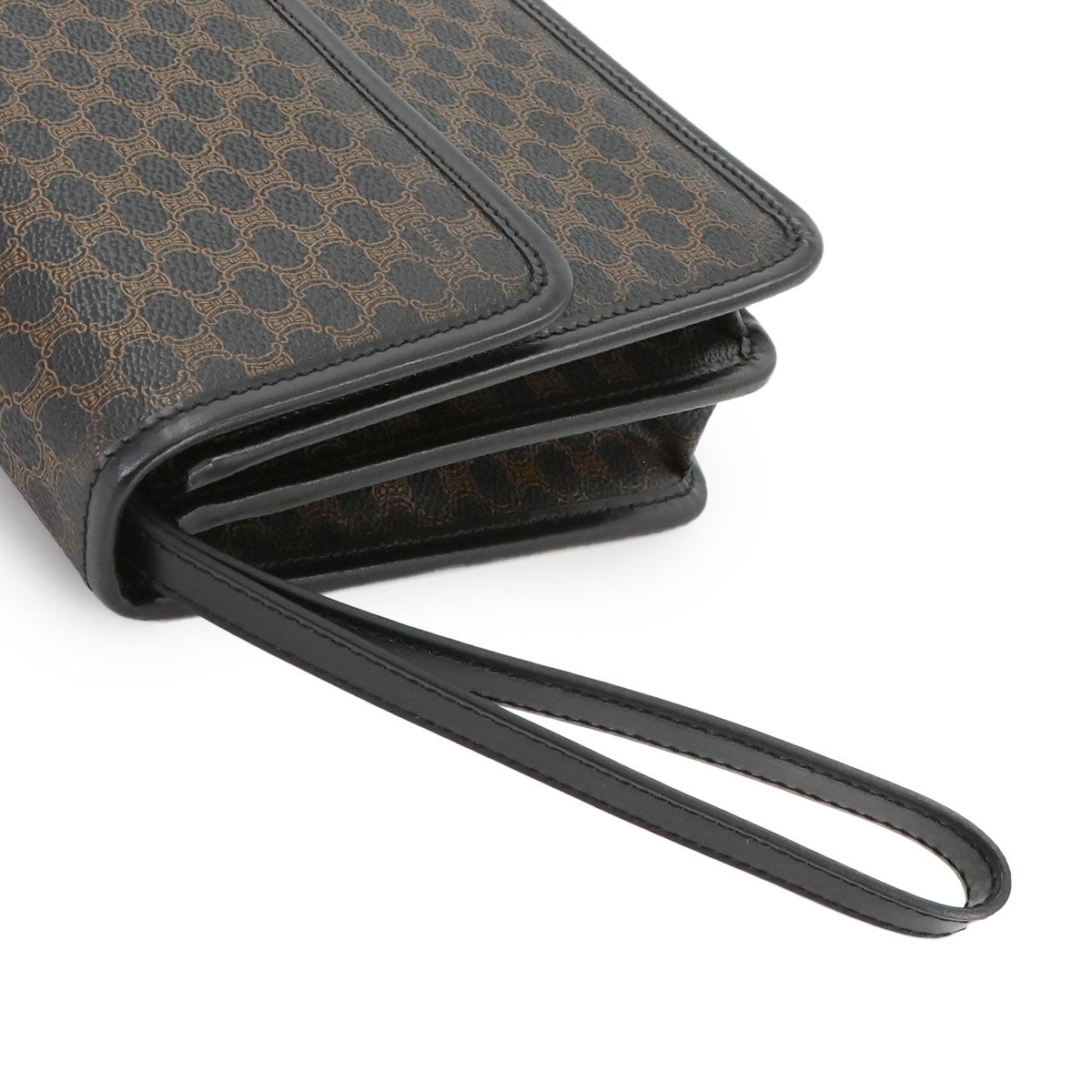 Macadam Clutch Bag Pouch PVC Leather Black Brown Vintage