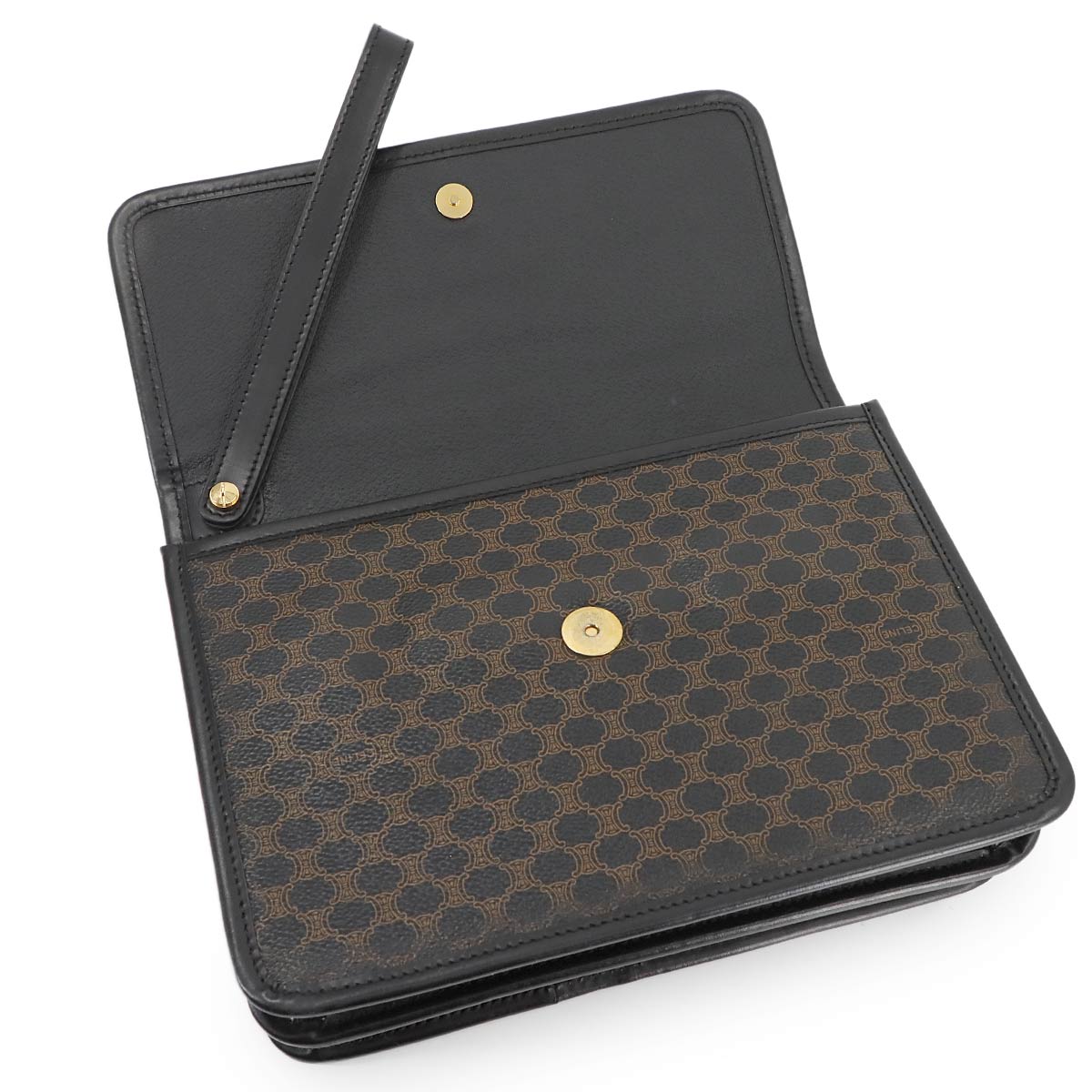 Macadam Clutch Bag Pouch PVC Leather Black Brown Vintage