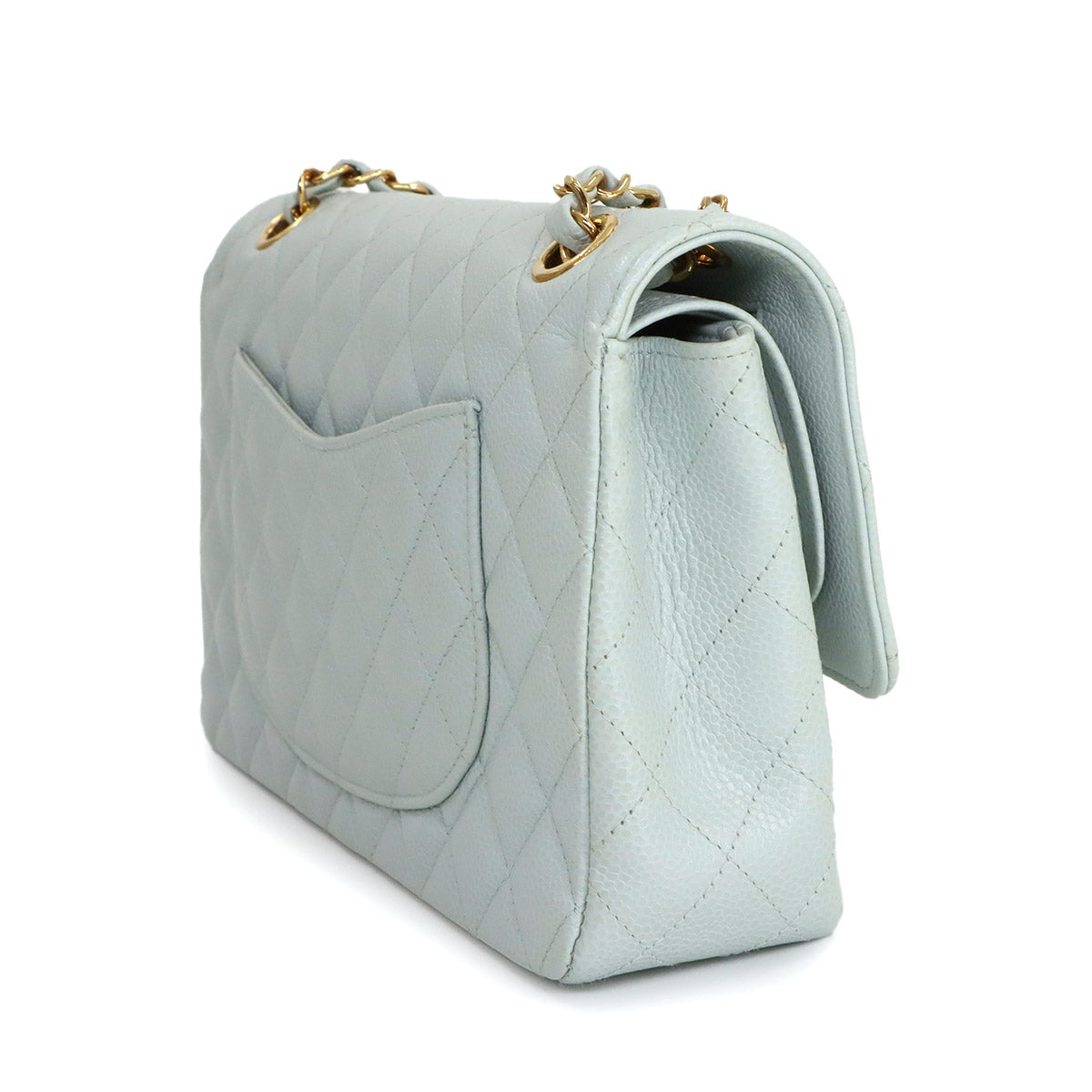 Medium Classic Double Flap Chain Bag 25cm Leather Light green A01112