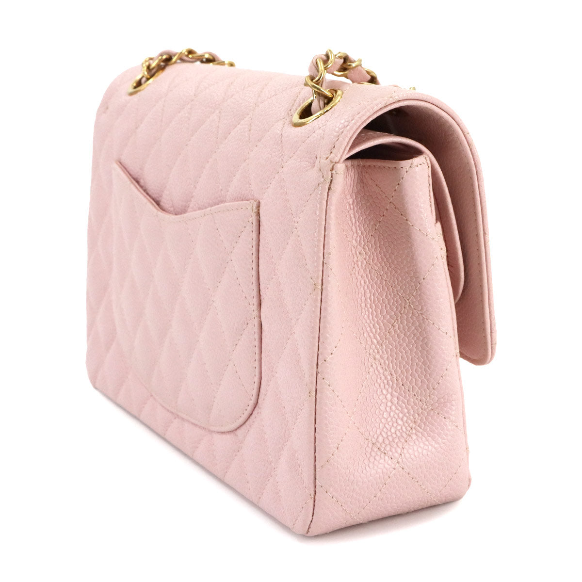 Medium Classic Double Flap Chain Bag 25cm Leather Pink A01112