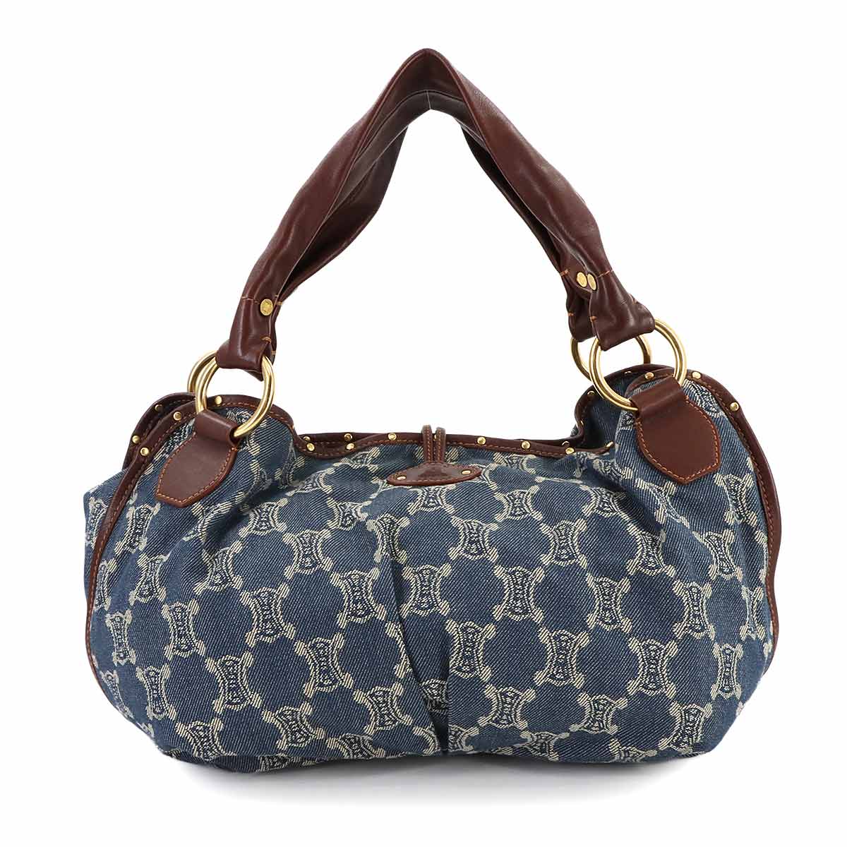 Macadam Shoulder Bag Denim Leather Blue Brown Vintage Purse
