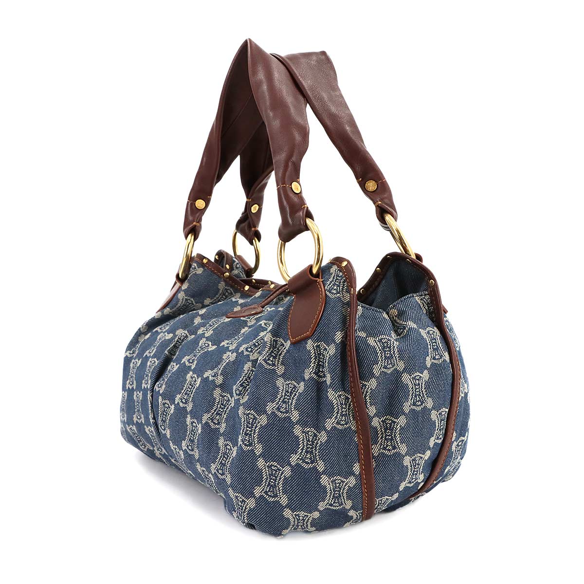 Macadam Shoulder Bag Denim Leather Blue Brown Vintage Purse