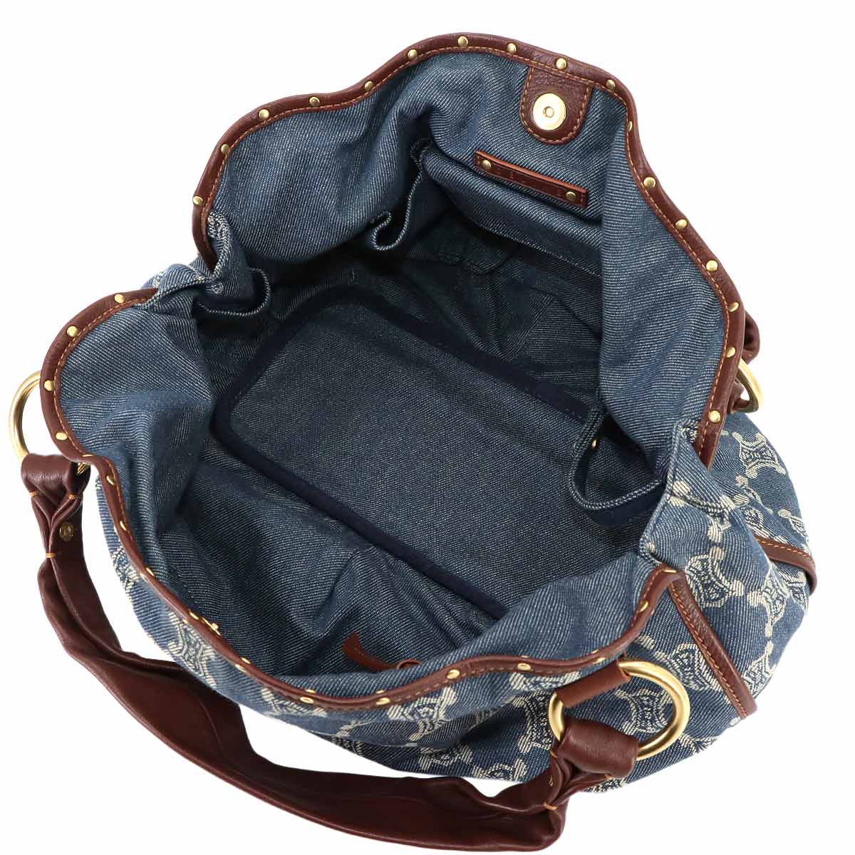 Macadam Shoulder Bag Denim Leather Blue Brown Vintage Purse