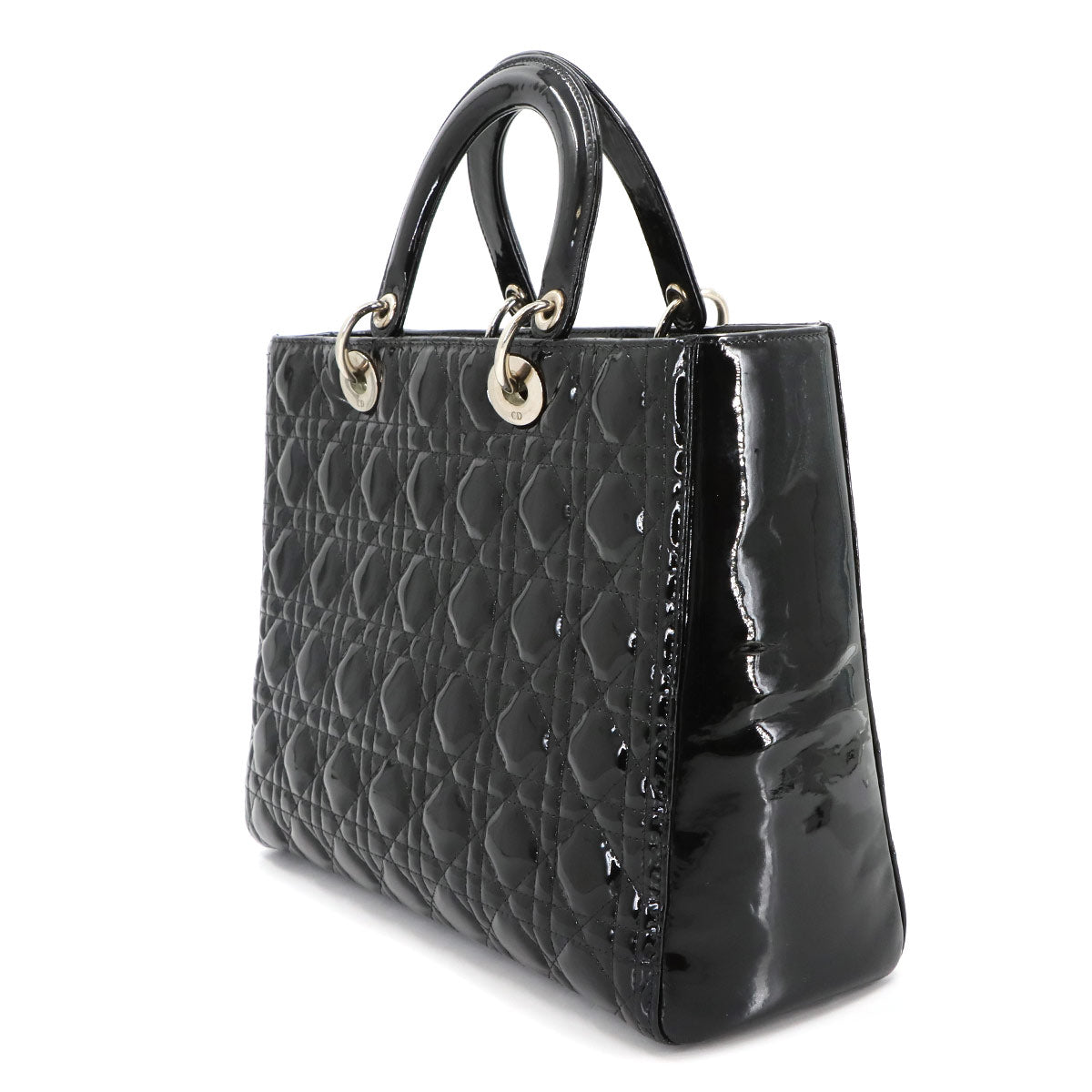 Lady Dior Large 2way Hand Shoulder Bag Enamel Black