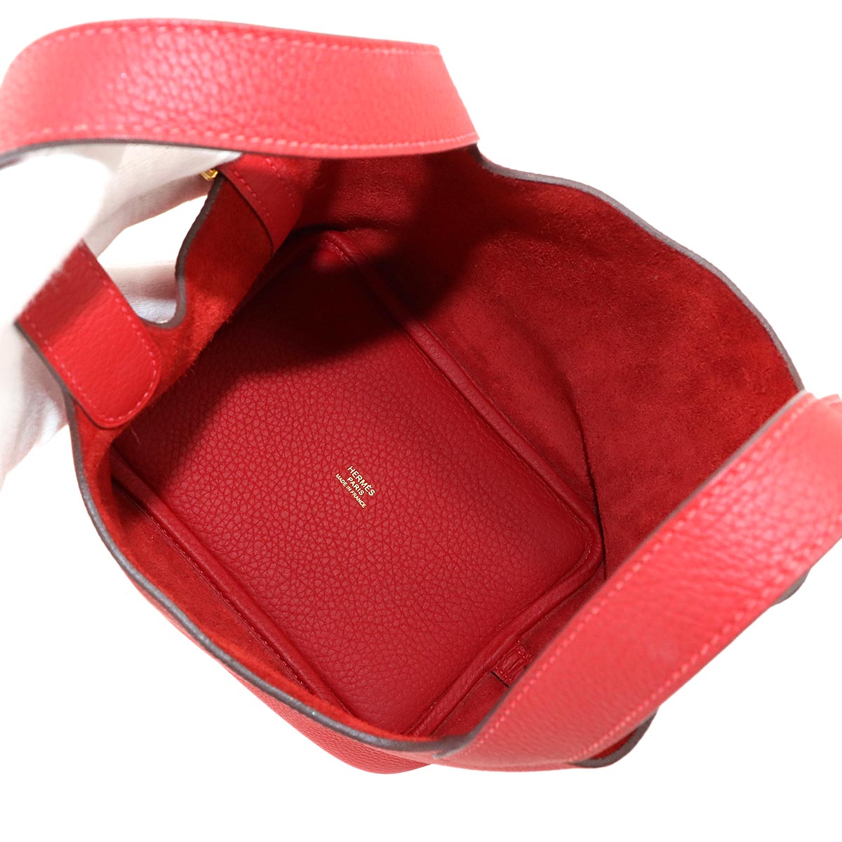 Picotin Lock PM Hand Bag Taurillon Clemence Rouge Casaque