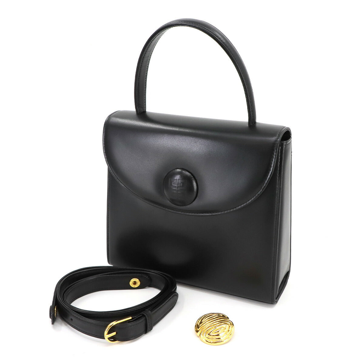 2way Hand Shoulder Bag Leather Black Purse