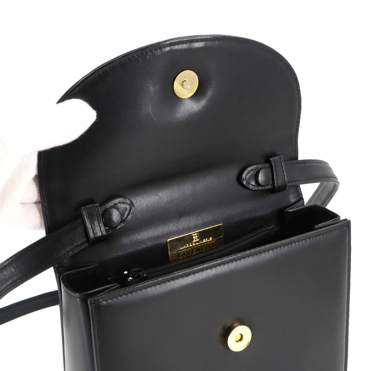 2way Hand Shoulder Bag Leather Black Purse