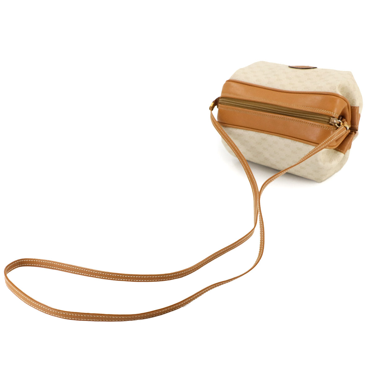 Micro GG Shoulder Bag PVC Leather Beige Brown Vintage