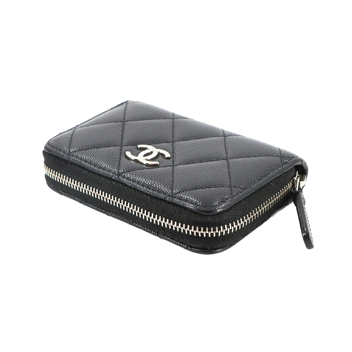 Classic Zipped Coin Purse Leather Black