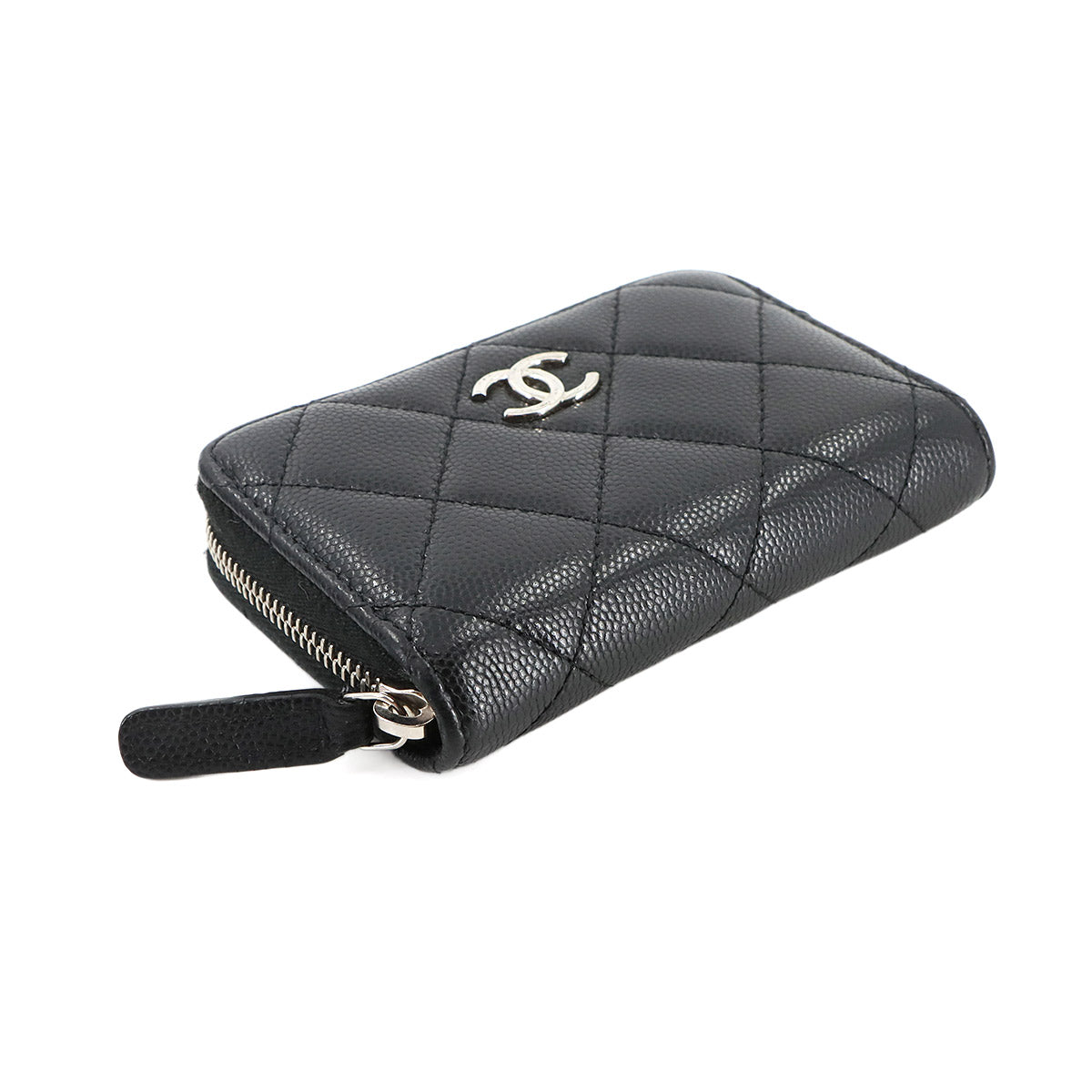 Classic Zipped Coin Purse Leather Black
