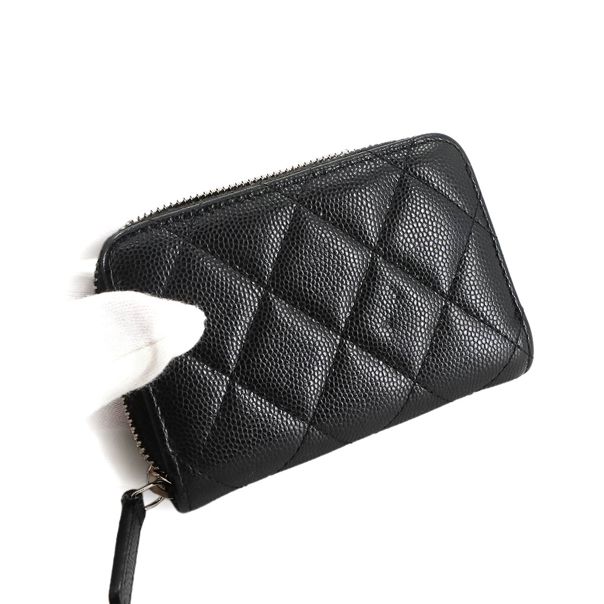 Classic Zipped Coin Purse Leather Black