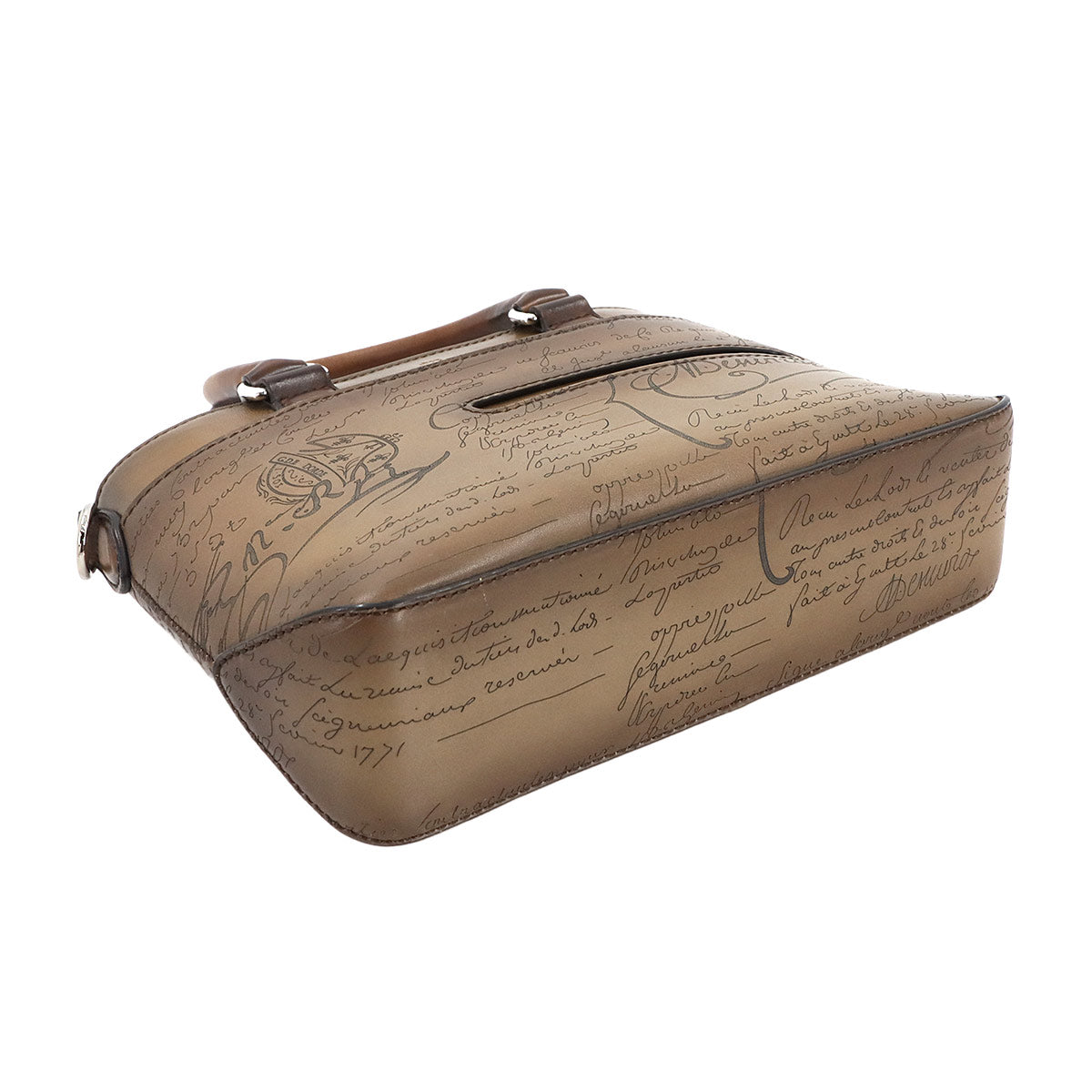 Calligraphy Toujours Gulliver Tote Shoulder Bag Leather Brown