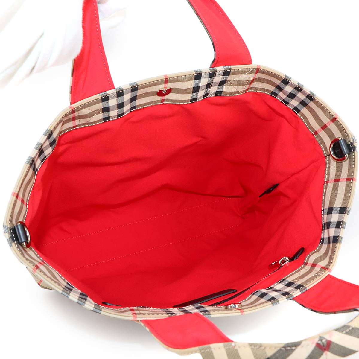 Nova Check Tote Shoulder Bag Canvas Beige Plaid 8017740