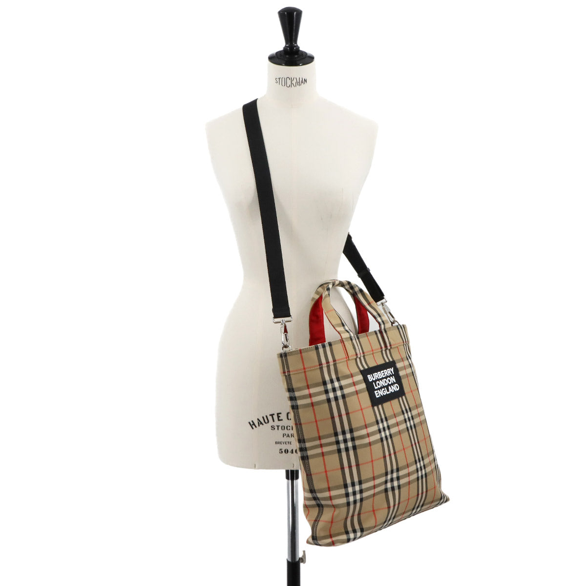Nova Check Tote Shoulder Bag Canvas Beige Plaid 8017740