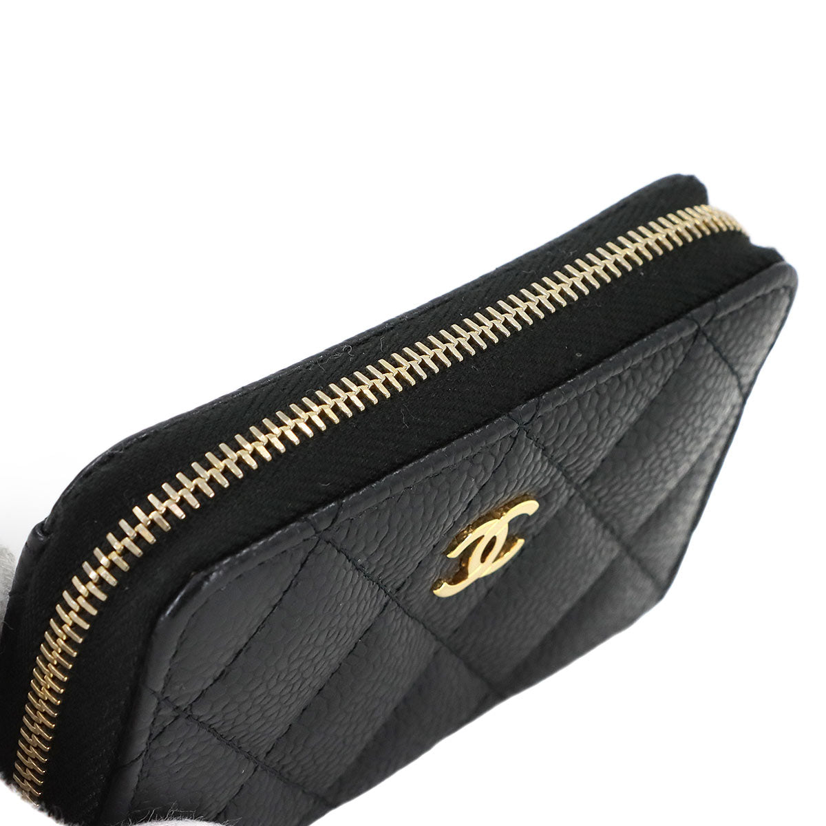 Matelasse Coin Case Purse Leather Black AP0216