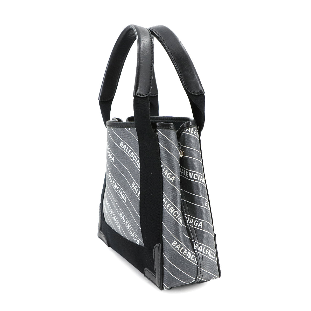 Navy XS Cabas Tote Bag PVC Leather Gray Black 390346