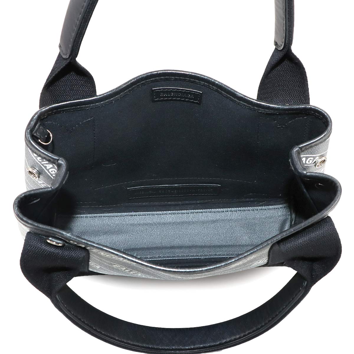 Navy XS Cabas Tote Bag PVC Leather Gray Black 390346