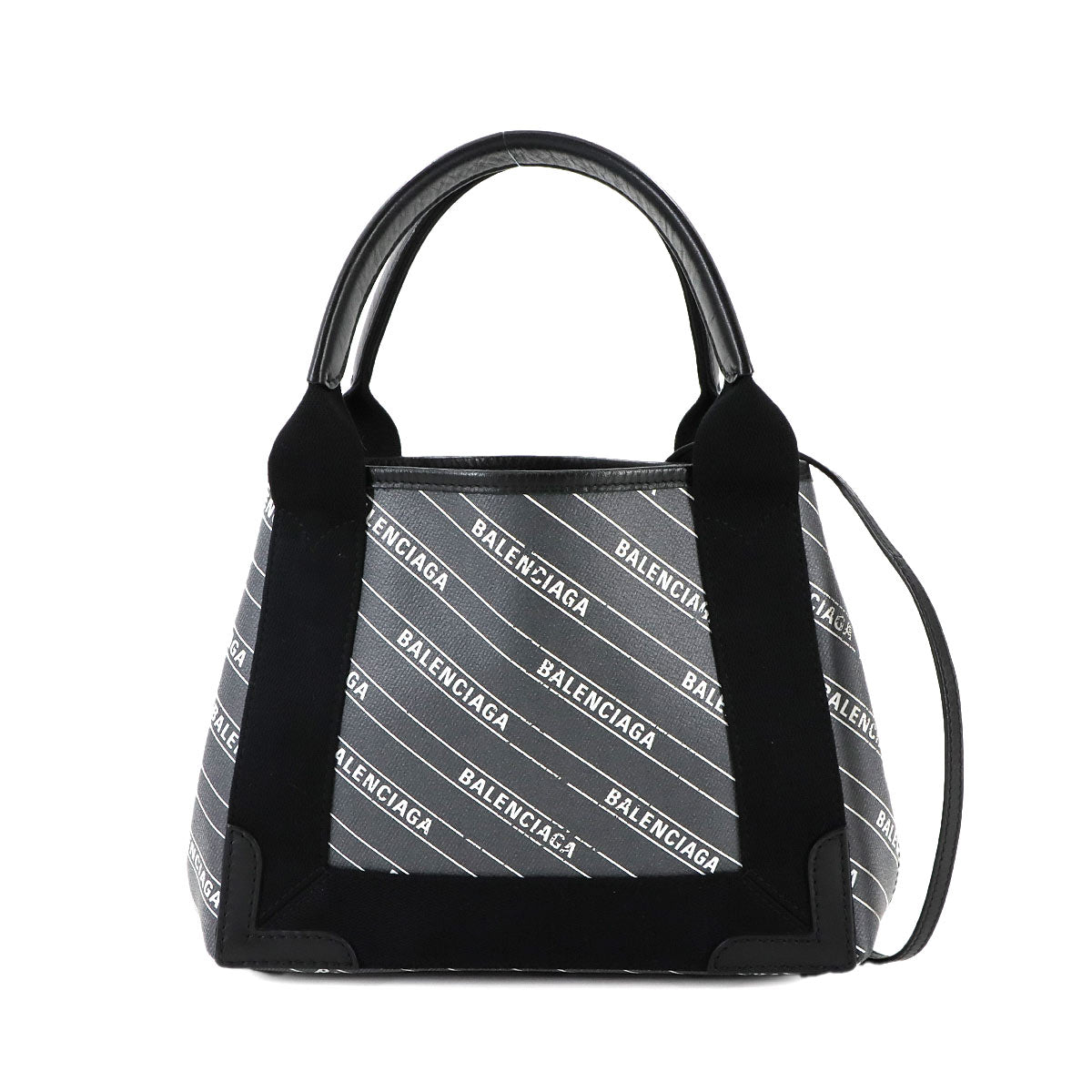 Navy XS Cabas Tote Bag PVC Leather Gray Black 390346