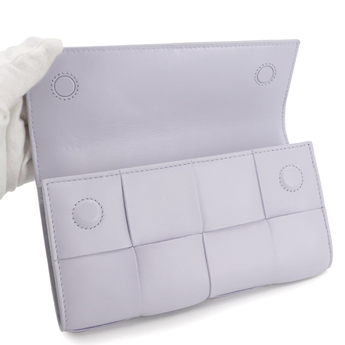 Maxi Intrecciato Long Wallet Leather Light Purple 667433