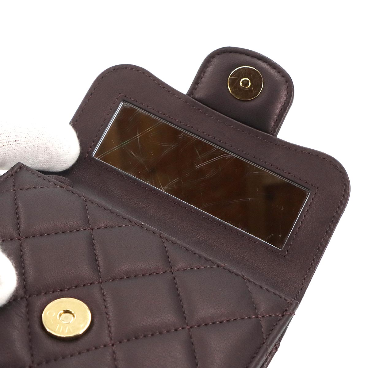 Top Handle Mini Flap Bag with Chain Leather Purple AP2682