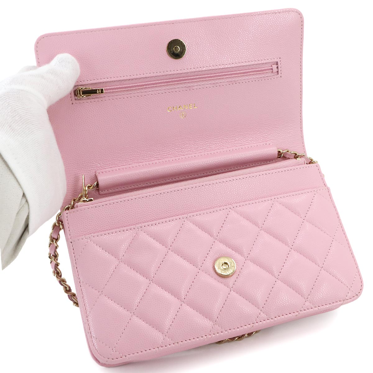 Wallet on Chain WOC Quilted Leather Pink AP3971