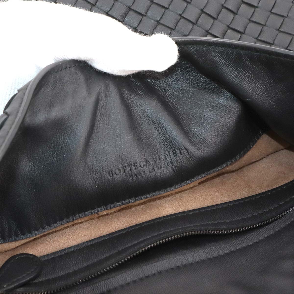 Intrecciato Loop Hobo Shoulder Bag Leather Black 494119