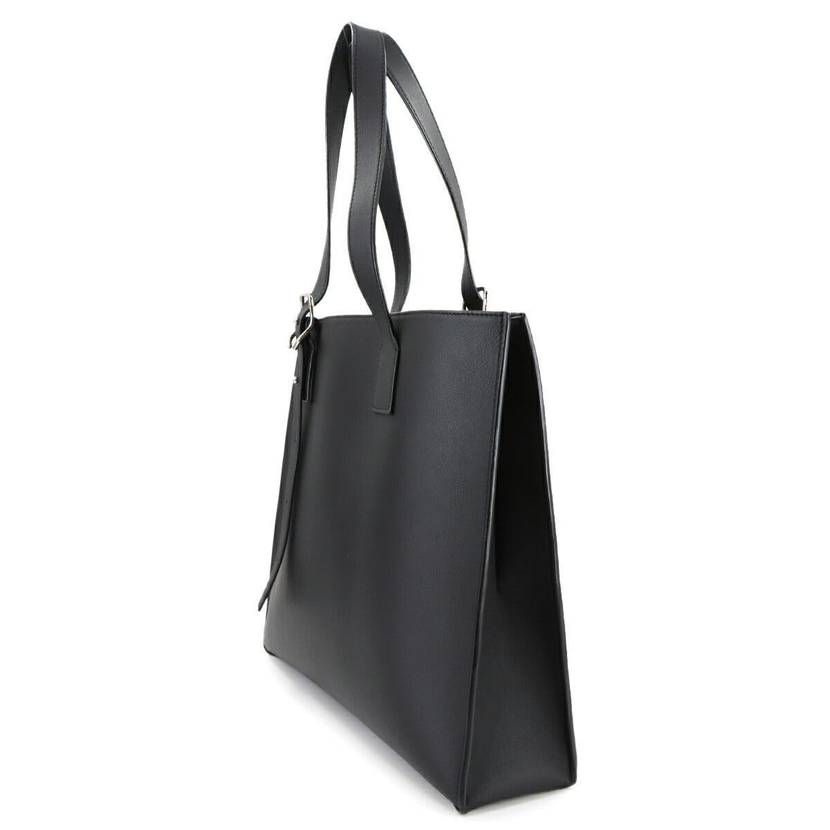 Buckle Horizontal Tote Bag Leather Black B692K96X04