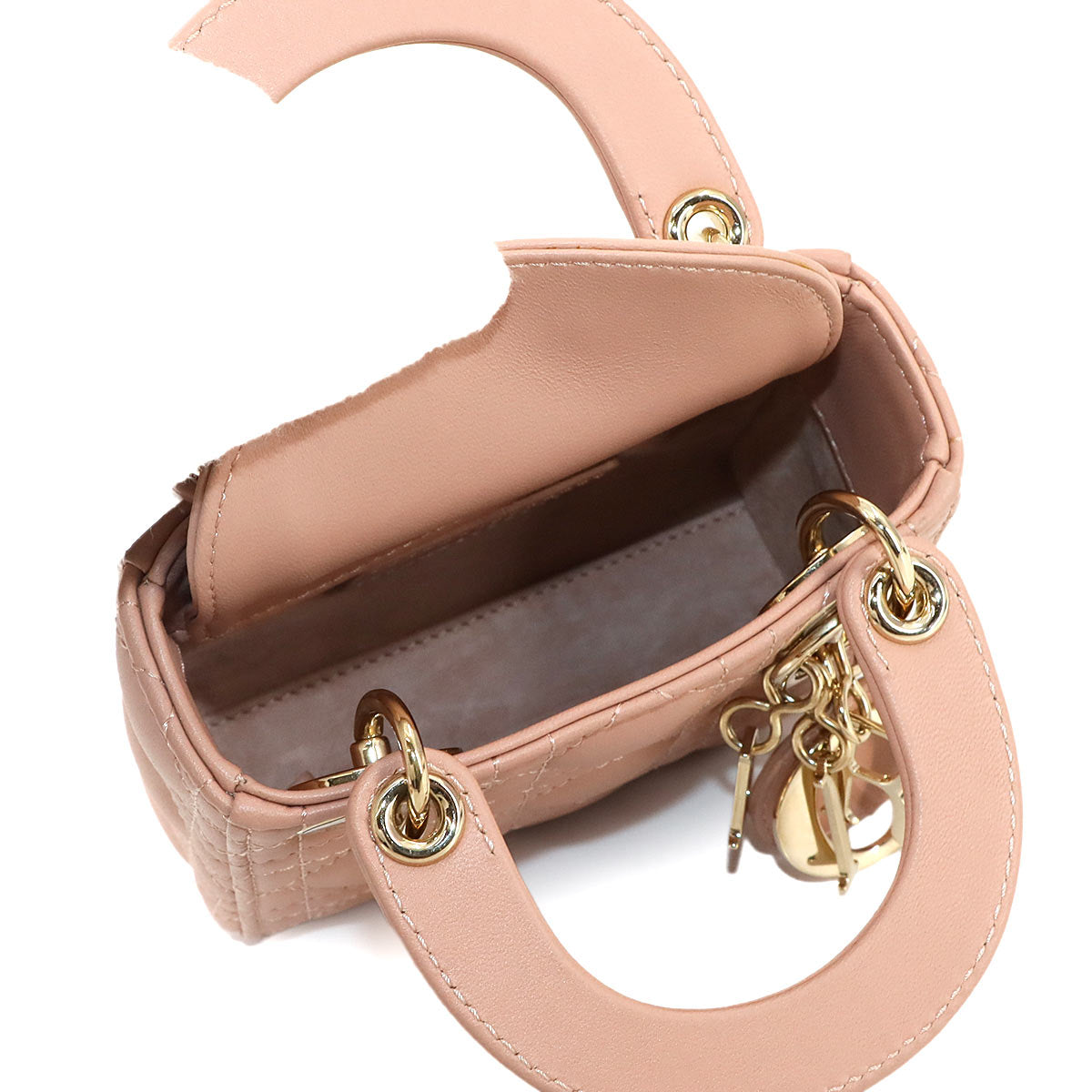 Lady Dior Micro Hand Shoulder Bag Leather Pink