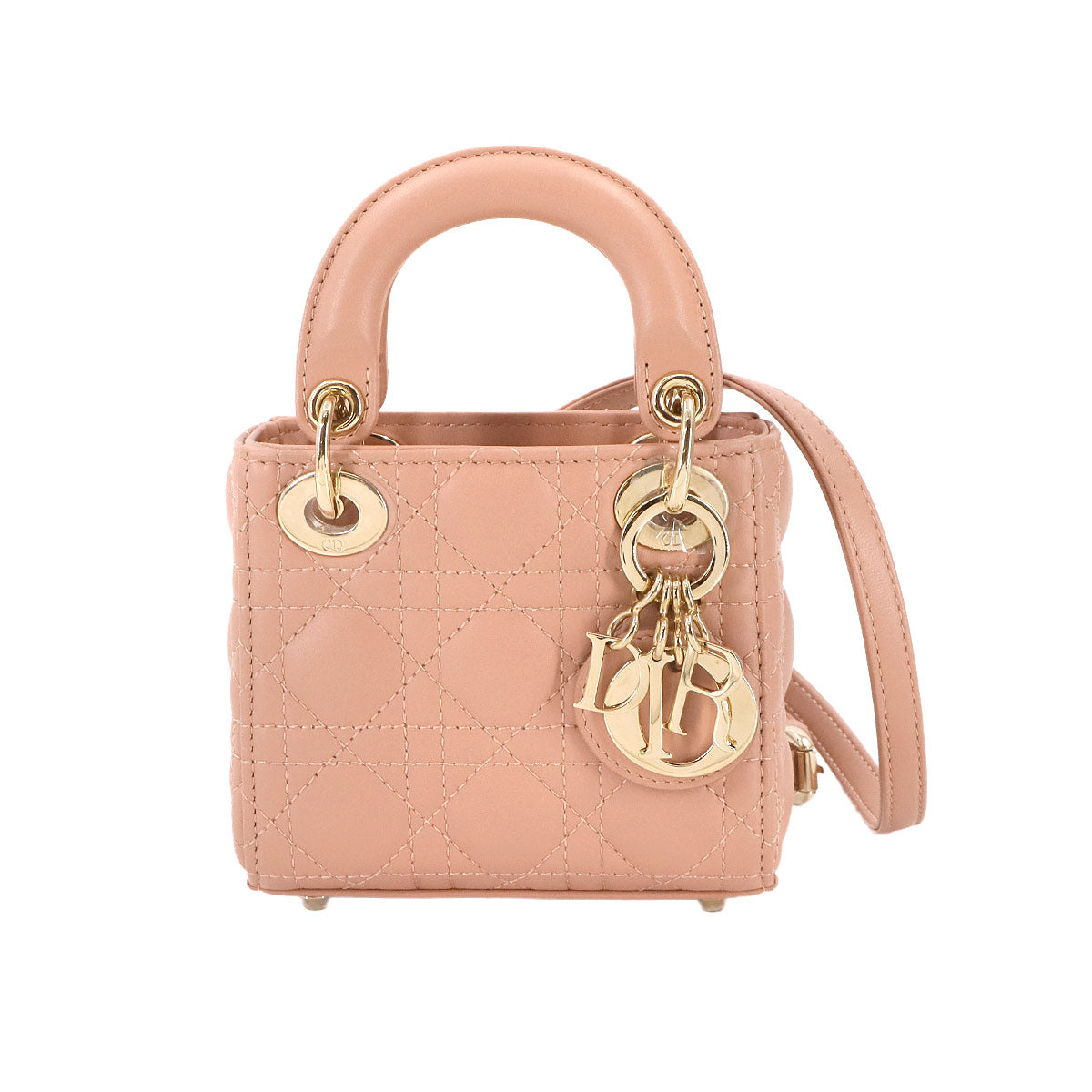 Lady Dior Micro Hand Shoulder Bag Leather Pink