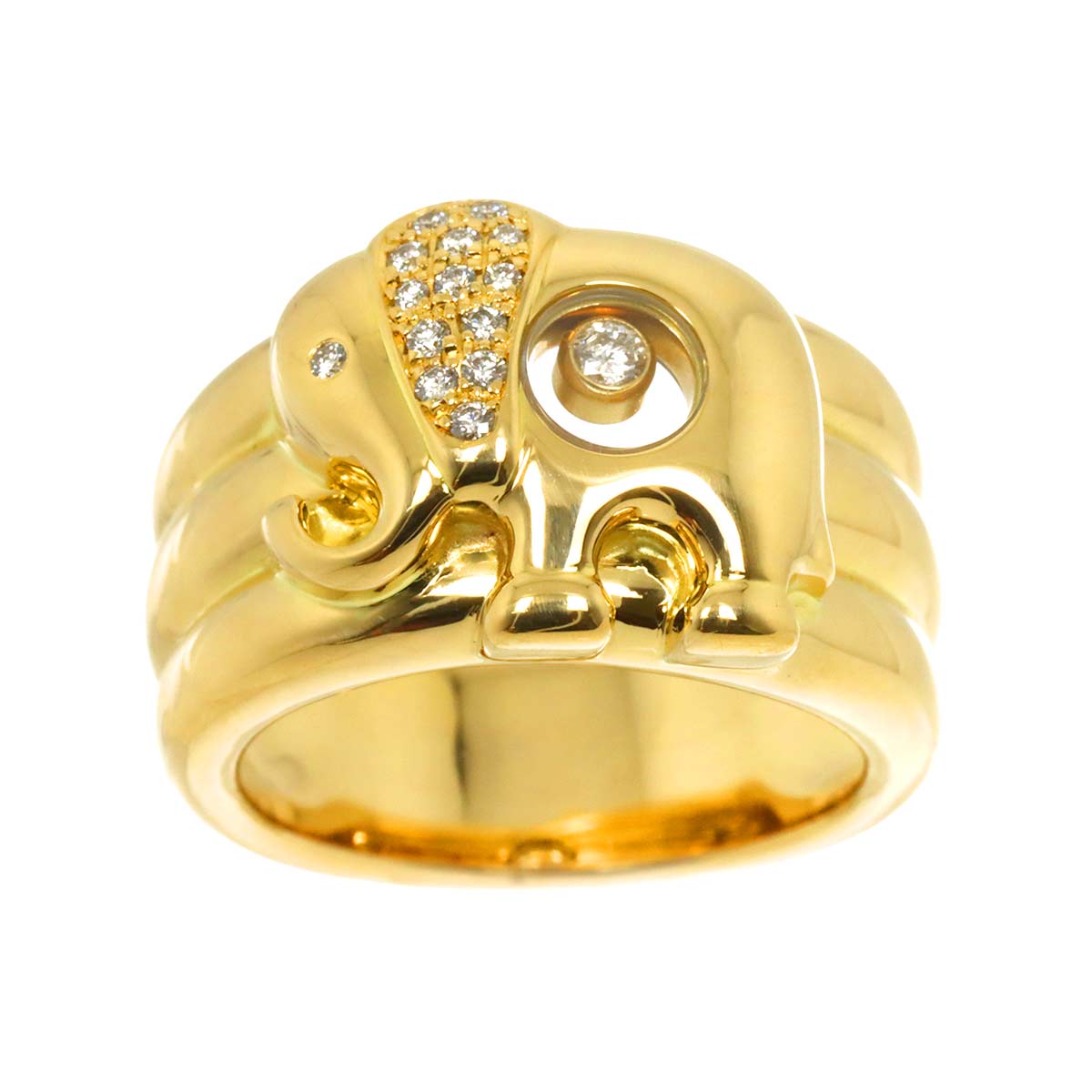 Happy Diamond elephant Ring 18K YG 750 Size6-6.25(US)