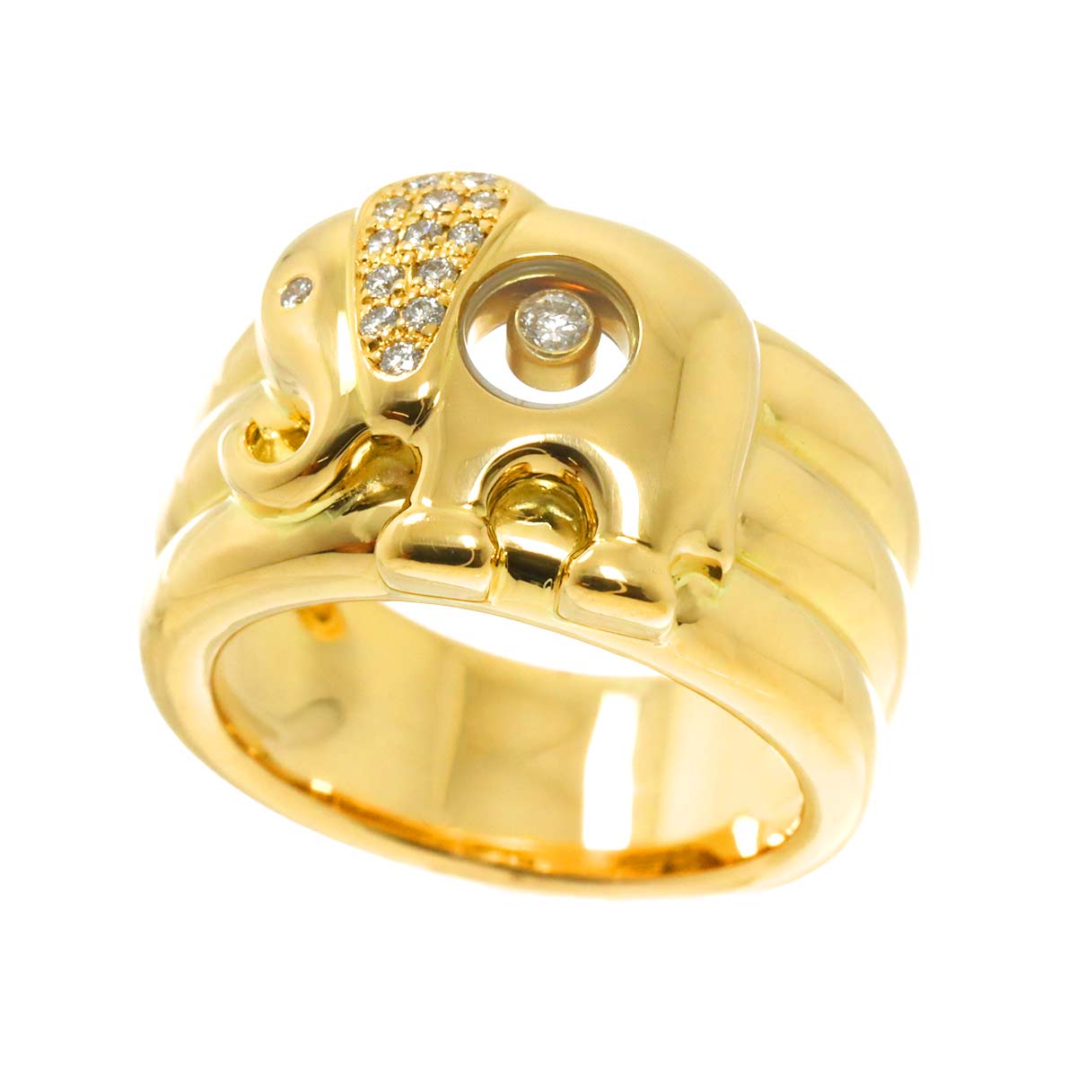 Happy Diamond elephant Ring 18K YG 750 Size6-6.25(US)