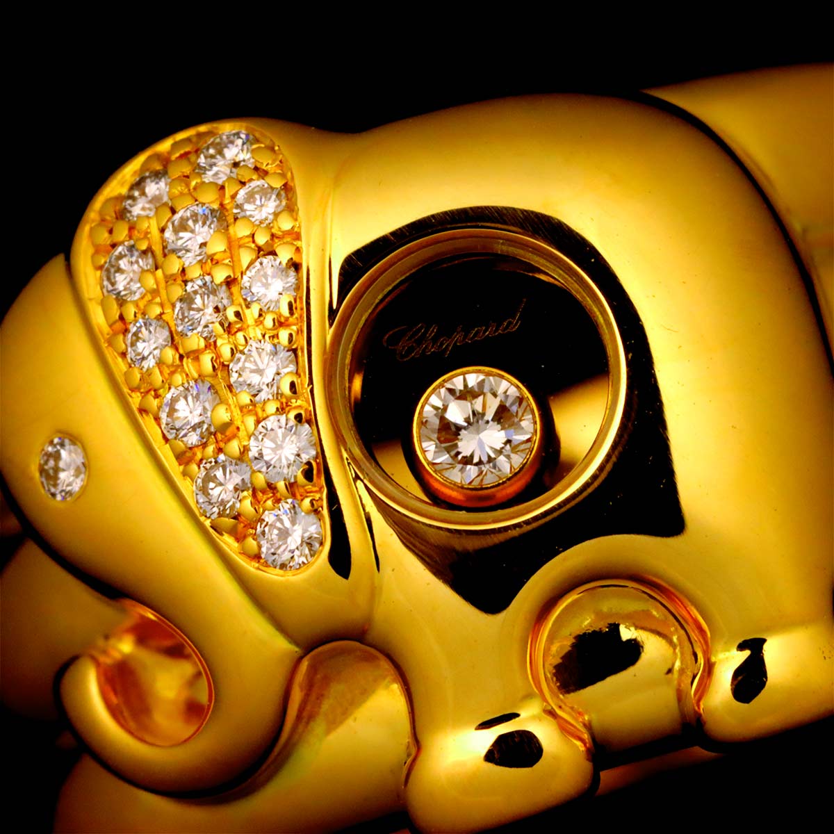 Happy Diamond elephant Ring 18K YG 750 Size6-6.25(US)