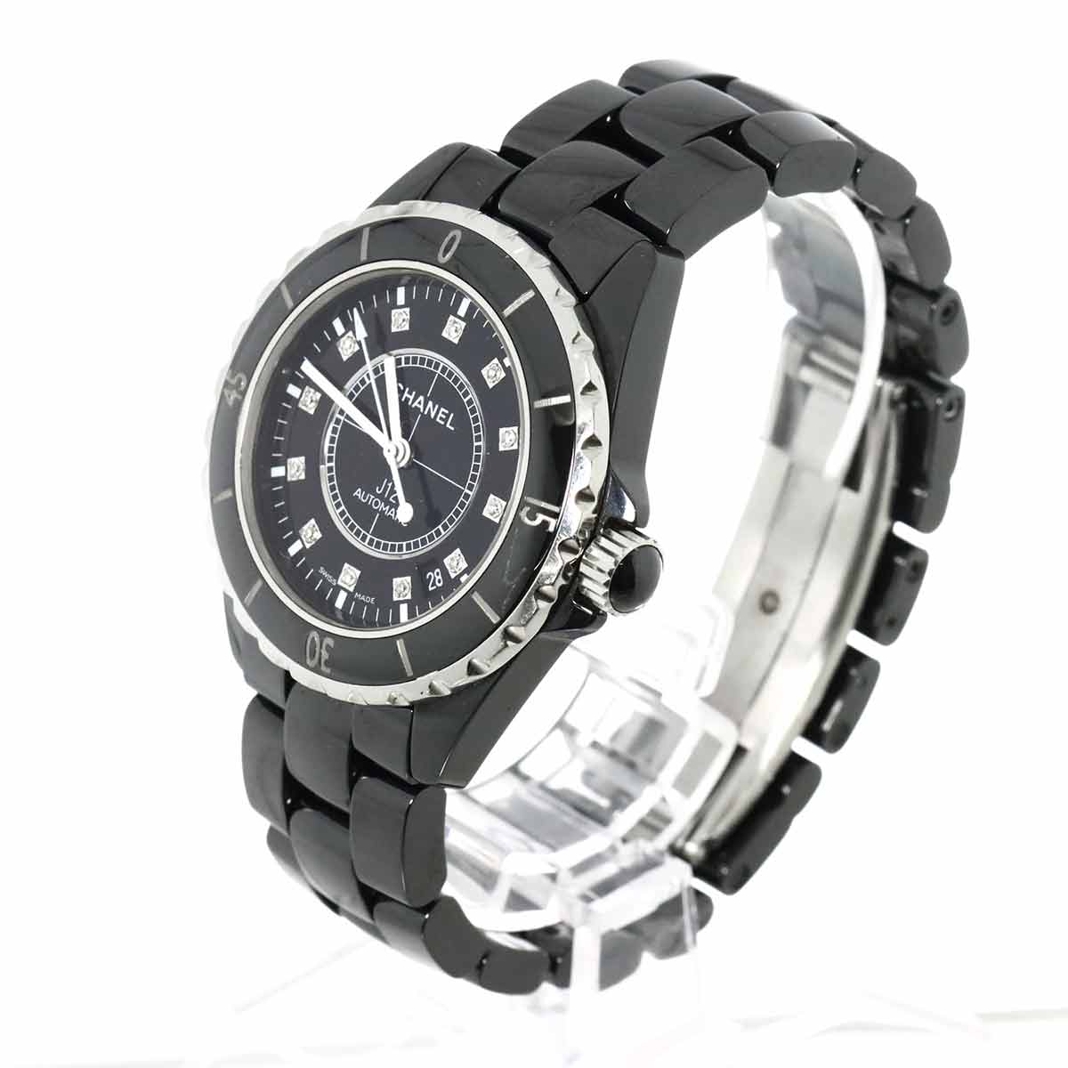J12 H1626 38mm 12P Diamond Automatic Black Dial Mens Watch