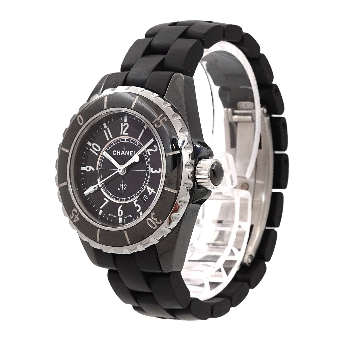 J12 33mm H0681 Ceramic Date Quartz Black Dial Ladies Watch