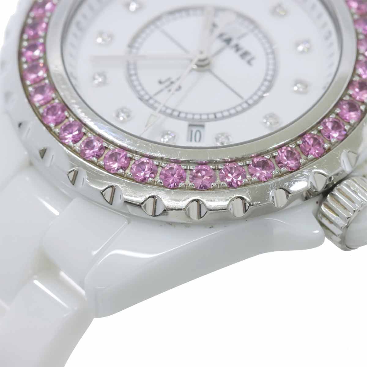 J12 33mm H2010 12P Diamond Pink Sapphire Quartz Watch