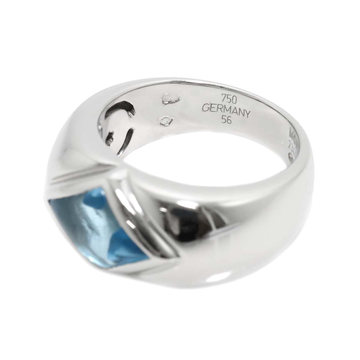 Blue Topaz Ring 18K WG 750 size56 7.25(US)