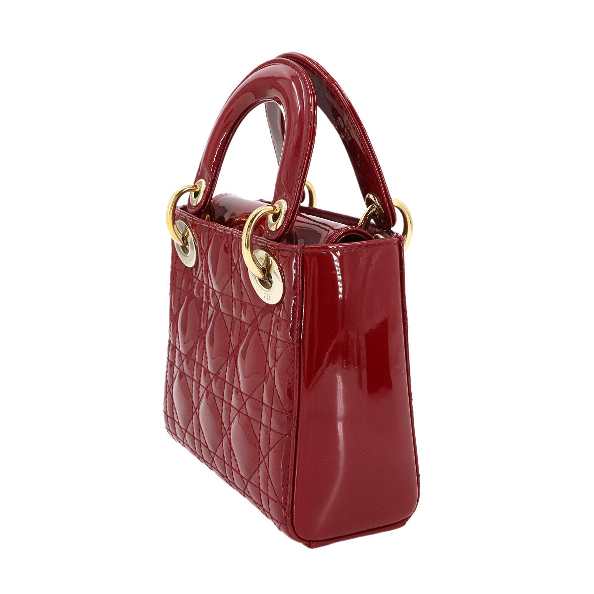 Lady Dior Mini Hand Shoulder Bag Patent leather Red