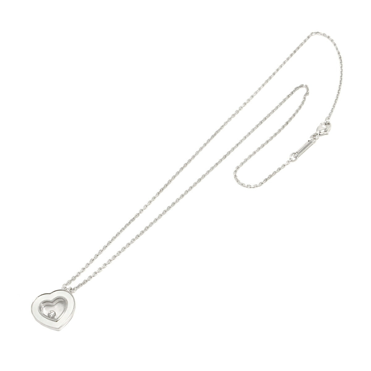 Happy Diamond Mother of Pearl Heart Necklace 18K WG 750