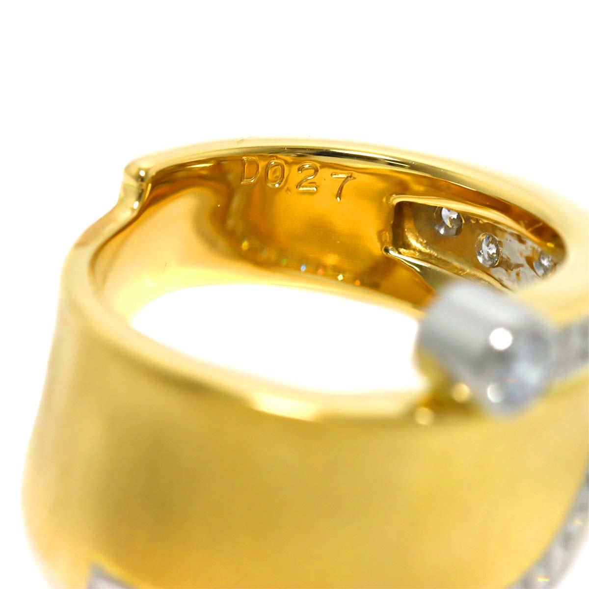 Diamond 0.27ct Ring 18K YG 750 Pt size3.75(US)