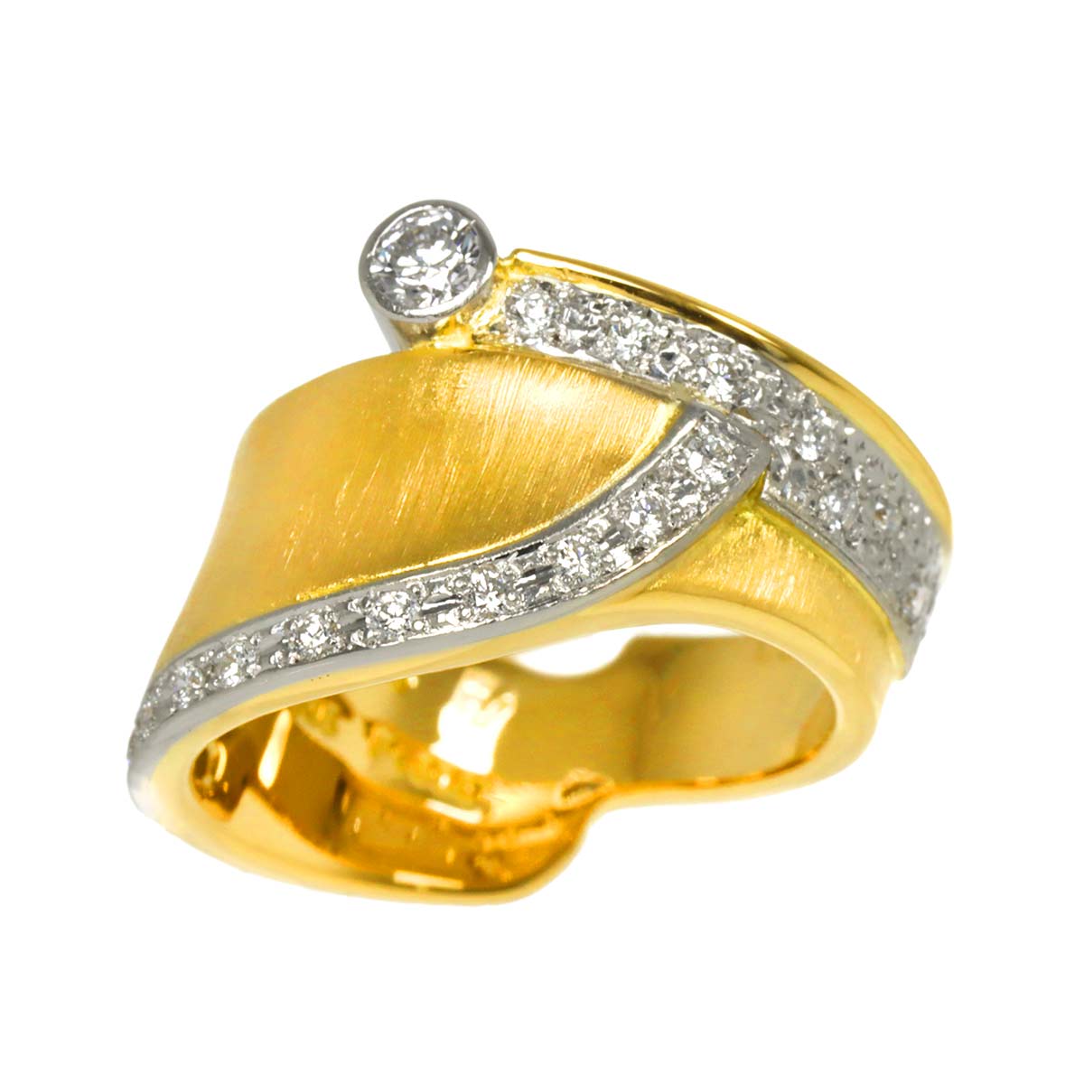 Diamond 0.27ct Ring 18K YG 750 Pt size3.75(US)